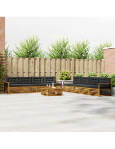 Set di divani da esterno con cuscino 9 pcs Naturale e Antracite