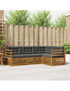 Set di divani da esterno con cuscino 4 pcs Naturale e Antracite