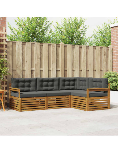 Set di divani da esterno con cuscino 4 pcs Naturale e Antracite