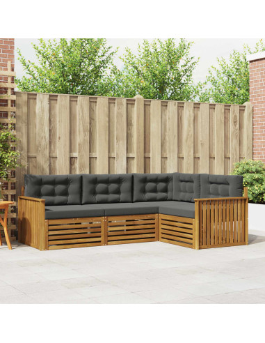 Set di divani da esterno con cuscino 4 pcs Naturale e Antracite