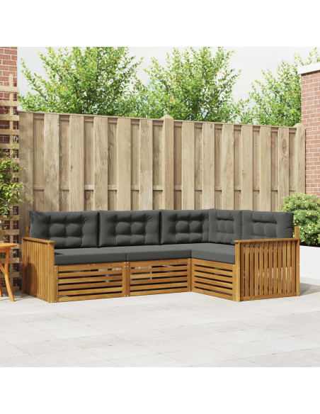 Set di divani da esterno con cuscino 4 pcs Naturale e Antracite