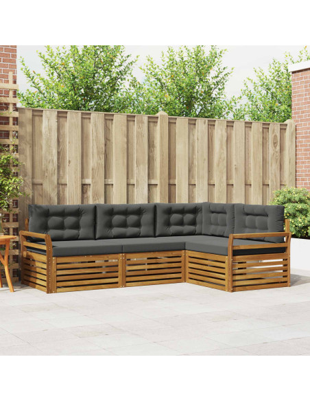 Set di divani da esterno con cuscino 4 pcs Naturale e Antracite