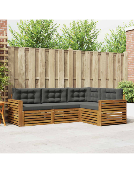 Set di divani da esterno con cuscino 4 pcs Naturale e Antracite