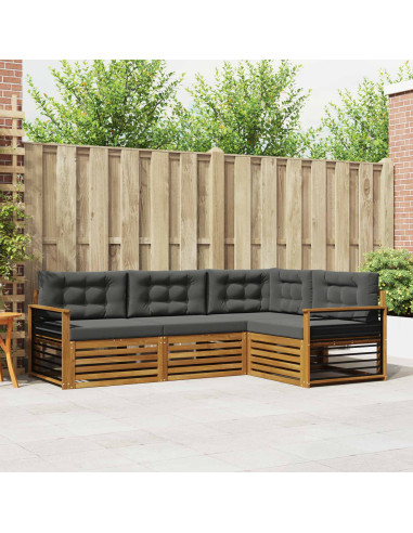 Set di divani da esterno con cuscino 4 pcs Naturale e Antracite