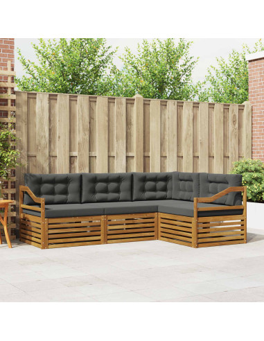 Set di divani da esterno con cuscino 4 pcs Naturale e Antracite