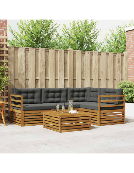 Set di divani da esterno con cuscino 5 pcs Naturale e Antracite