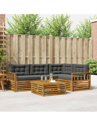 Set di divani da esterno con cuscino 5 pcs Naturale e Antracite