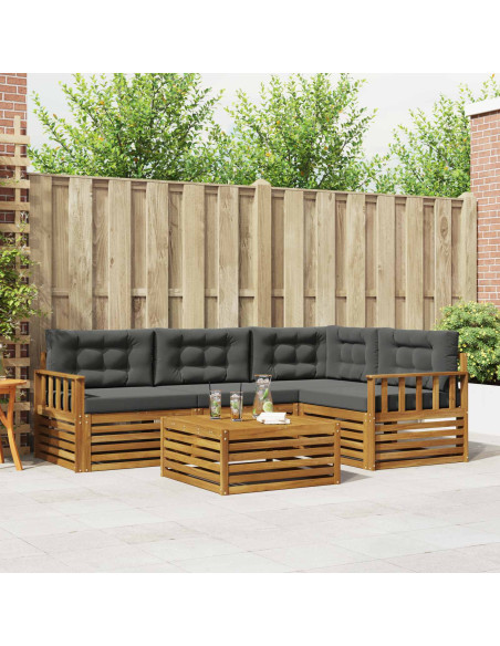 Set di divani da esterno con cuscino 5 pcs Naturale e Antracite