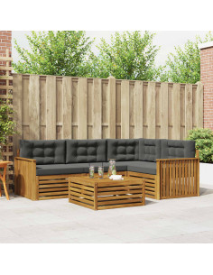 Set di divani da esterno con cuscino 5 pcs Naturale e Antracite