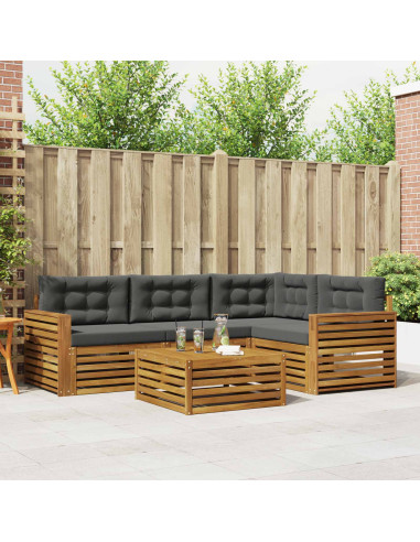 Set di divani da esterno con cuscino 5 pcs Naturale e Antracite