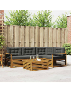 Set di divani da esterno con cuscino 5 pcs Naturale e Antracite