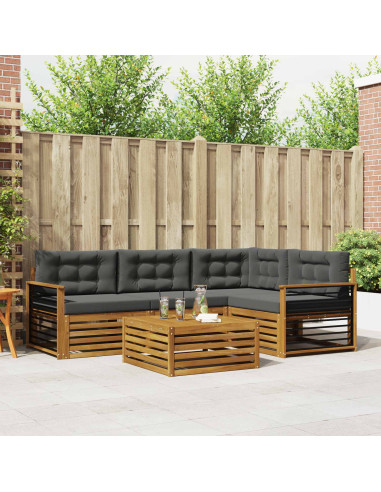 Set di divani da esterno con cuscino 5 pcs Naturale e Antracite