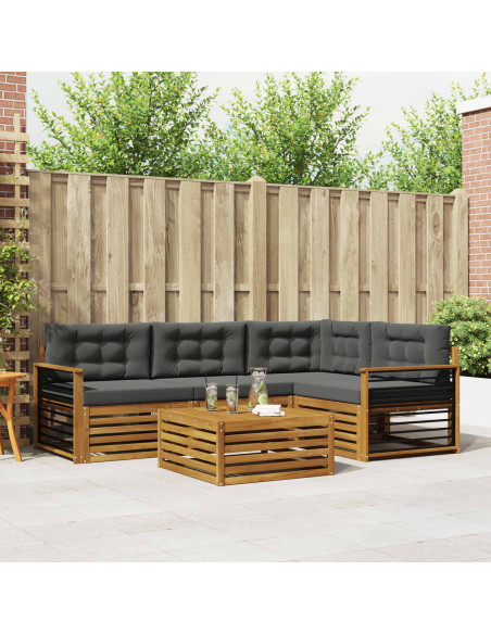 Set di divani da esterno con cuscino 5 pcs Naturale e Antracite