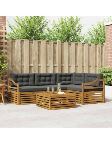 Set di divani da esterno con cuscino 5 pcs Naturale e Antracite