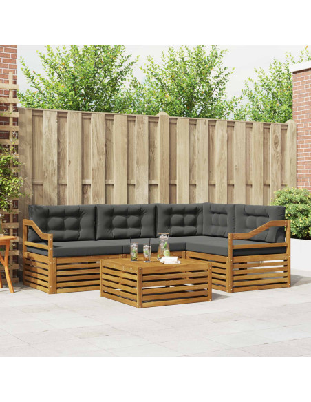 Set di divani da esterno con cuscino 5 pcs Naturale e Antracite