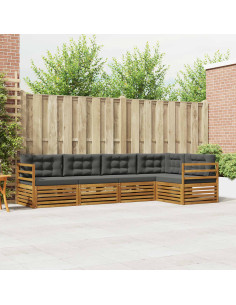 Set di divani da esterno con cuscino 5 pcs Naturale e Antracite