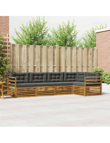 Set di divani da esterno con cuscino 5 pcs Naturale e Antracite