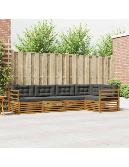 Set di divani da esterno con cuscino 5 pcs Naturale e Antracite