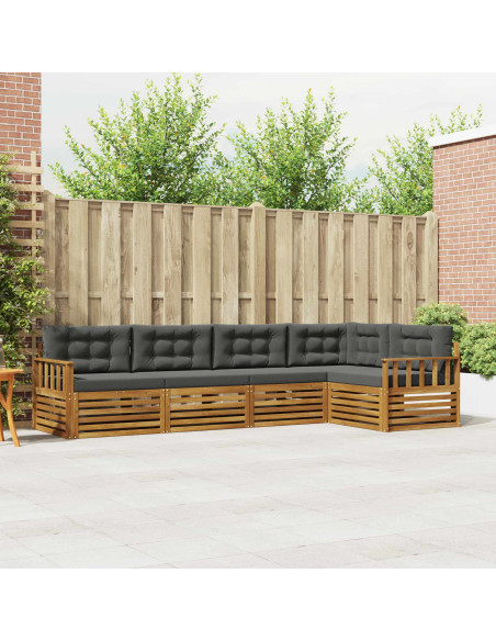 Set di divani da esterno con cuscino 5 pcs Naturale e Antracite