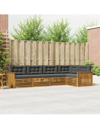 Set di divani da esterno con cuscino 5 pcs Naturale e Antracite