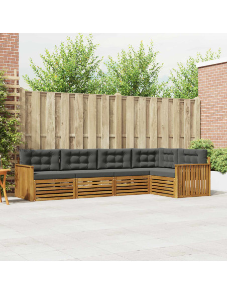 Set di divani da esterno con cuscino 5 pcs Naturale e Antracite