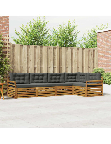 Set di divani da esterno con cuscino 5 pcs Naturale e Antracite