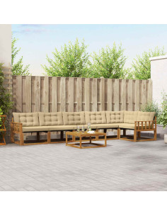 Set di divani da esterno con cuscino 7 pcs Naturale e Beige