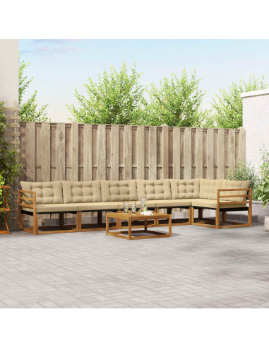 Set di divani da esterno con cuscino 7 pcs Naturale e Beige