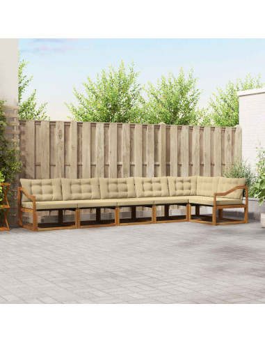 Set di divani da esterno con cuscino 6 pcs Naturale e Beige
