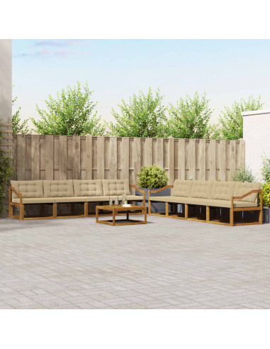 Set di divani da esterno con cuscino 9 pcs Naturale e Beige