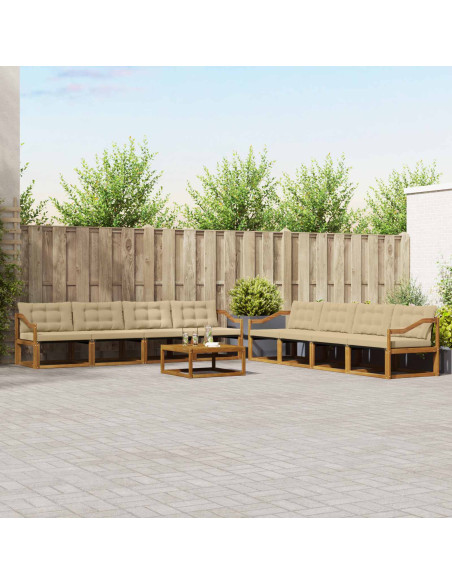 Set di divani da esterno con cuscino 9 pcs Naturale e Beige