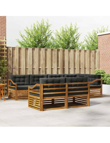 Set di divani da esterno con cuscino 7 pcs Naturale e Antracite