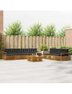 Set di divani da esterno con cuscino 8 pcs Naturale e Antracite
