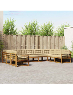 Set di divani da esterno con cuscino 9 pcs Naturale e Beige
