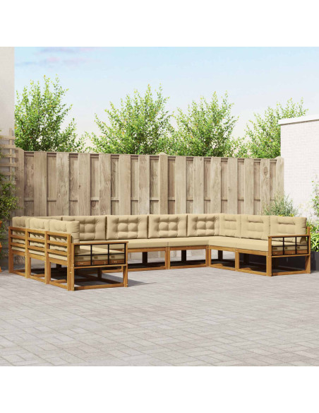 Set di divani da esterno con cuscino 9 pcs Naturale e Beige
