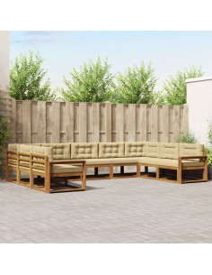 Set di divani da esterno con cuscino 9 pcs Naturale e Beige