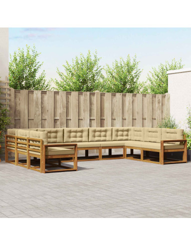 Set di divani da esterno con cuscino 9 pcs Naturale e Beige