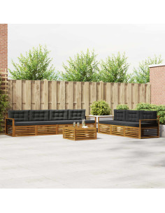 Set di divani da esterno con cuscino 8 pcs Naturale e Antracite