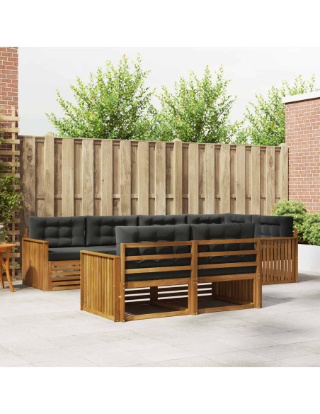 Set di divani da esterno con cuscino 7 pcs Naturale e Antracite