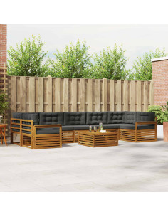 Set di divani da esterno con cuscino 8 pcs Naturale e Antracite