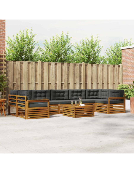 Set di divani da esterno con cuscino 8 pcs Naturale e Antracite