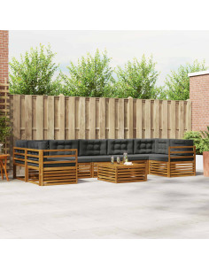 Set di divani da esterno con cuscino 8 pcs Naturale e Antracite