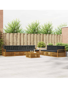 Set di divani da esterno con cuscino 8 pcs Naturale e Antracite