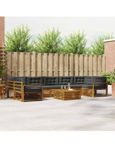 Set di divani da esterno con cuscino 8 pcs Naturale e Antracite