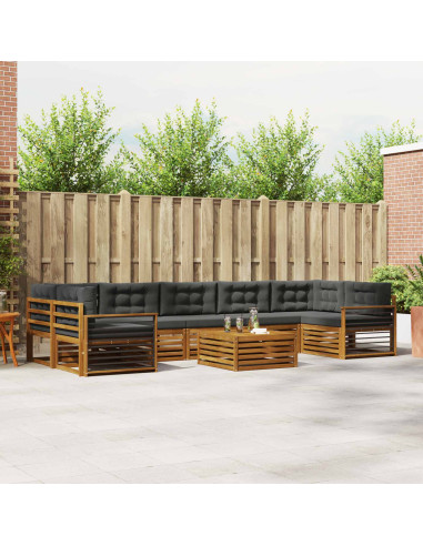 Set di divani da esterno con cuscino 8 pcs Naturale e Antracite