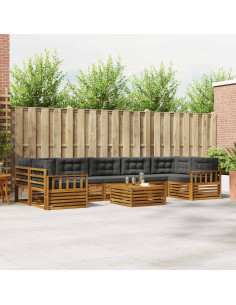 Set di divani da esterno con cuscino 8 pcs Naturale e Antracite