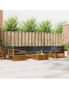 Set di divani da esterno con cuscino 8 pcs Naturale e Antracite