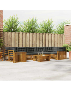 Set di divani da esterno con cuscino 8 pcs Naturale e Antracite