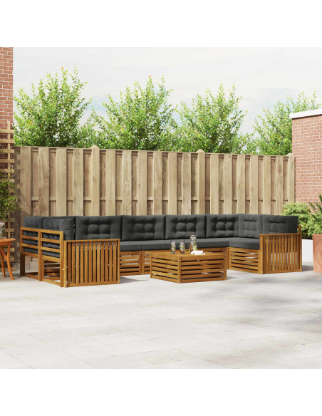 Set di divani da esterno con cuscino 8 pcs Naturale e Antracite