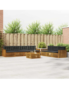 Set di divani da esterno con cuscino 8 pcs Naturale e Antracite